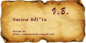 Vasina Béla névjegykártya